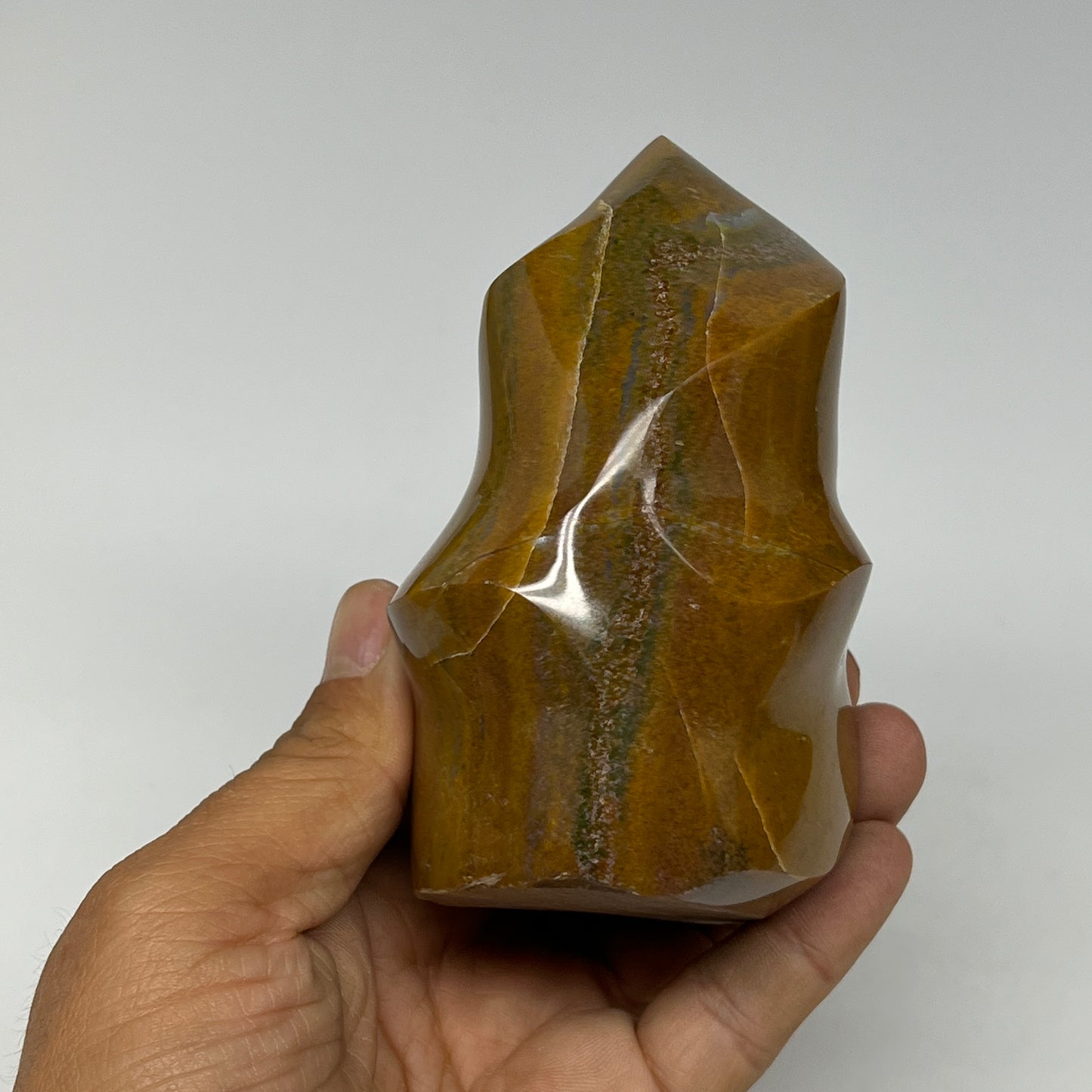 555g, 4"x2.9"x2.3", Natural Ocean Jasper Flame Gemstones Reiki Tool, B19604