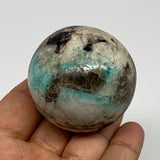 155g, 1.9" Amazonite Smoky Quartz Sphere Ball Gemstone from Madagascar,B15853