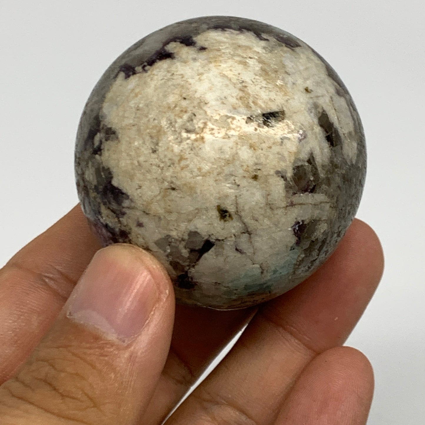 155g, 1.9" Amazonite Smoky Quartz Sphere Ball Gemstone from Madagascar,B15853