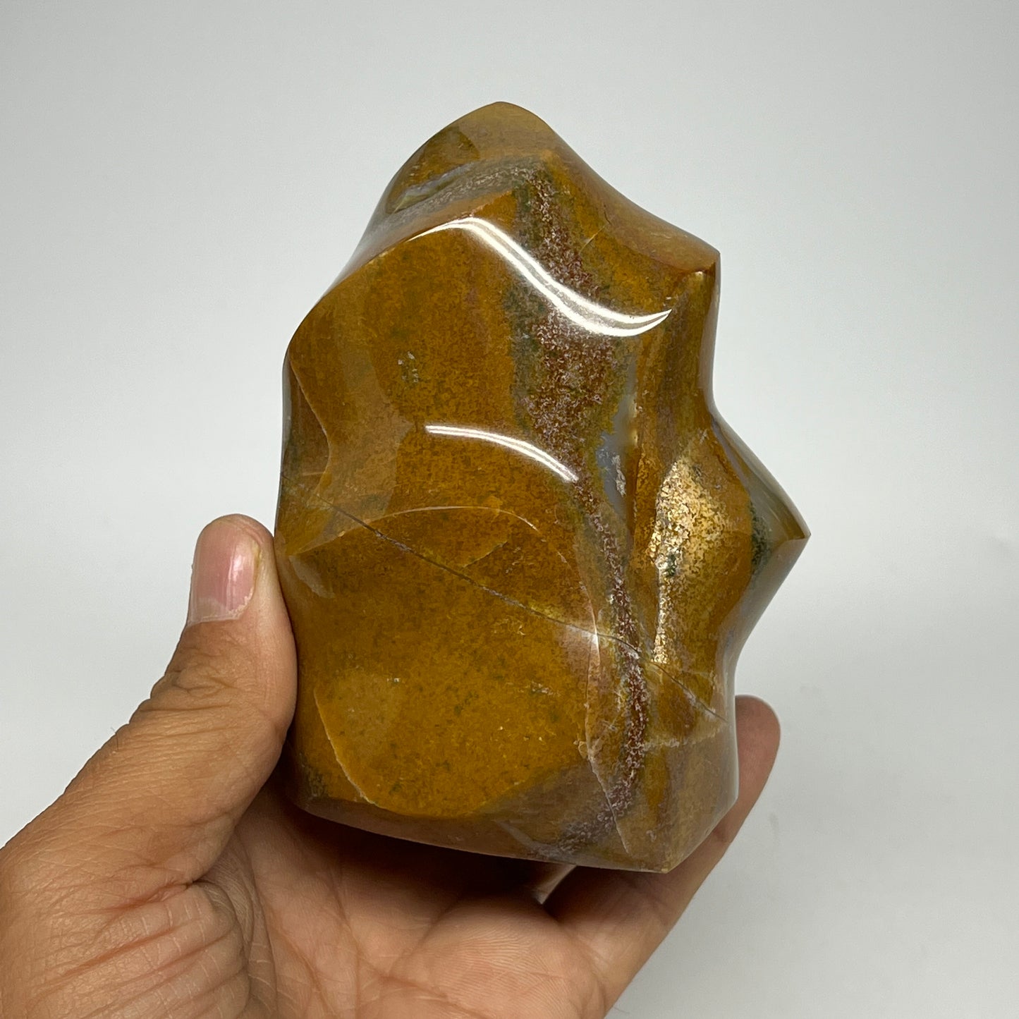 555g, 4"x2.9"x2.3", Natural Ocean Jasper Flame Gemstones Reiki Tool, B19604