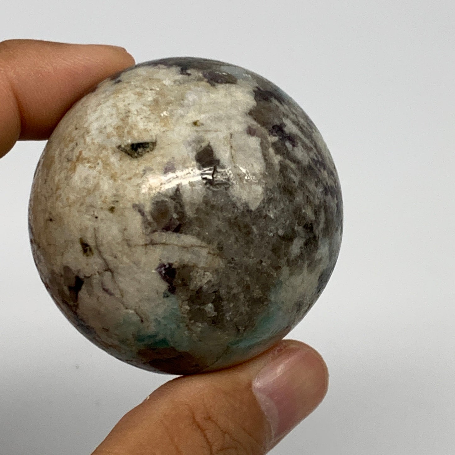 155g, 1.9" Amazonite Smoky Quartz Sphere Ball Gemstone from Madagascar,B15853