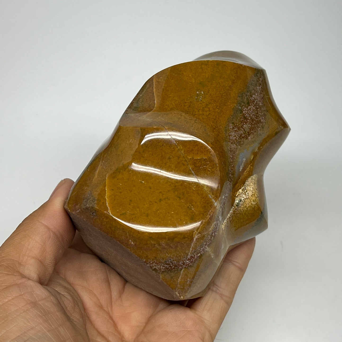 555g, 4"x2.9"x2.3", Natural Ocean Jasper Flame Gemstones Reiki Tool, B19604
