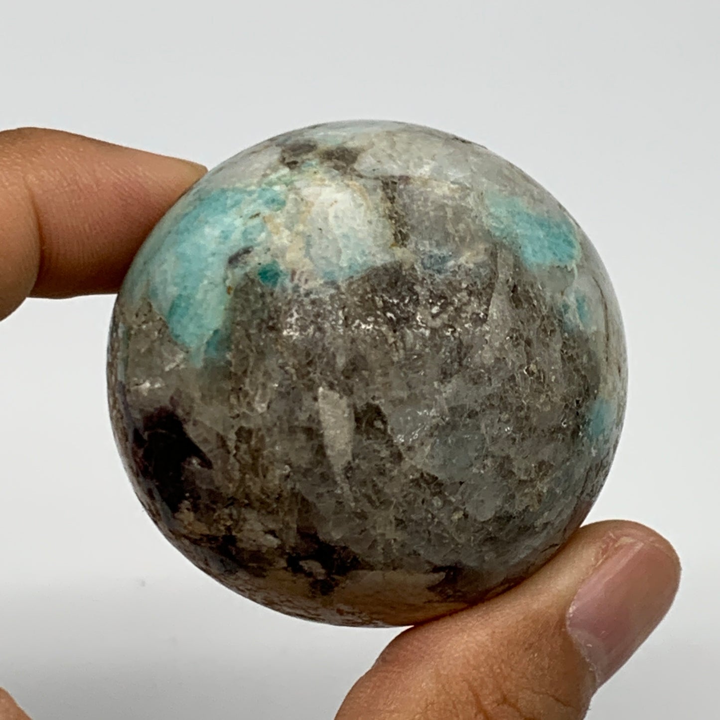 155g, 1.9" Amazonite Smoky Quartz Sphere Ball Gemstone from Madagascar,B15853