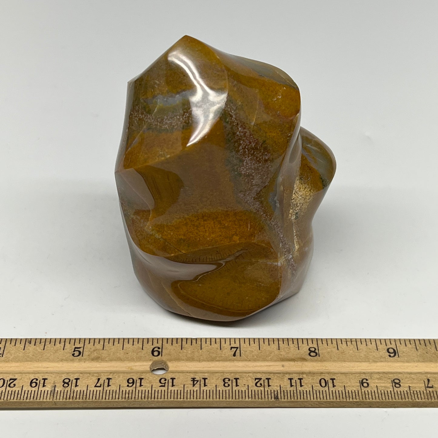 555g, 4"x2.9"x2.3", Natural Ocean Jasper Flame Gemstones Reiki Tool, B19604