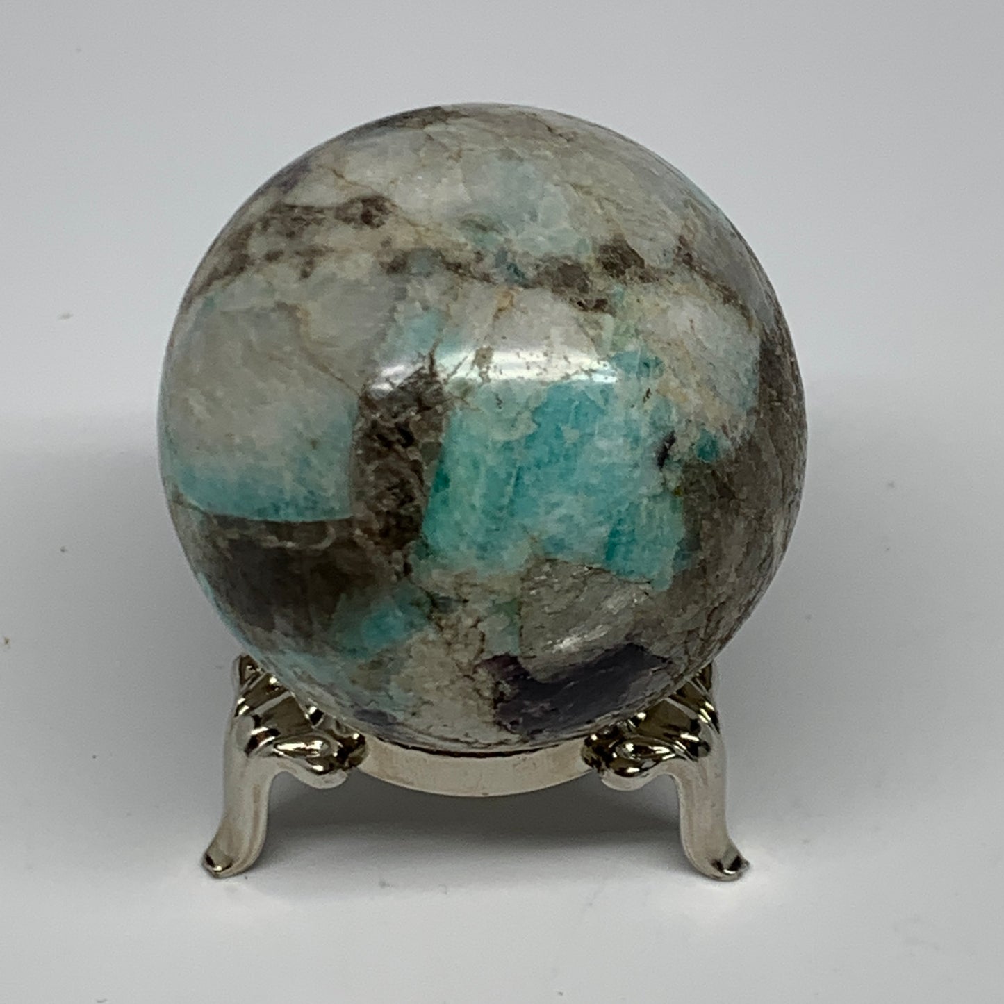 155g, 1.9" Amazonite Smoky Quartz Sphere Ball Gemstone from Madagascar,B15853