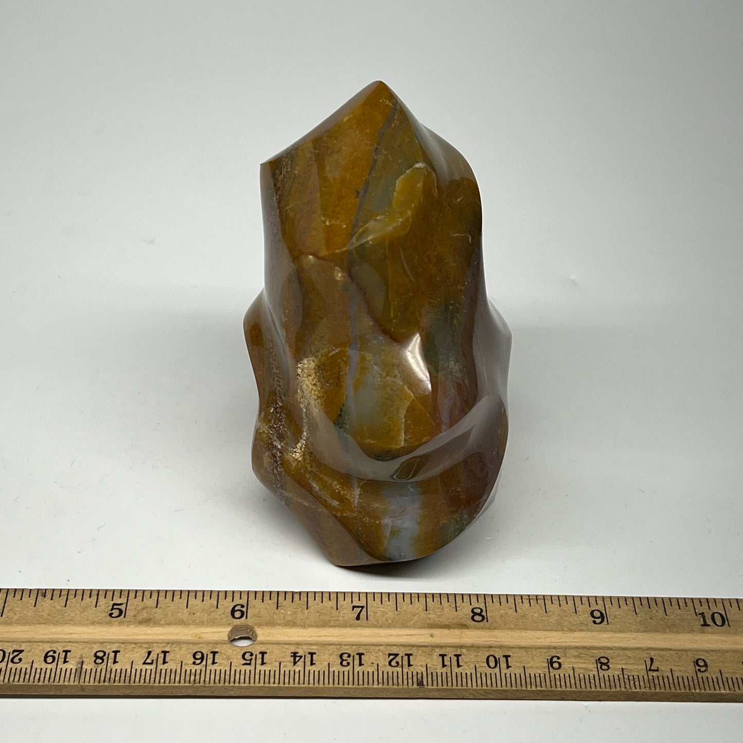555g, 4"x2.9"x2.3", Natural Ocean Jasper Flame Gemstones Reiki Tool, B19604