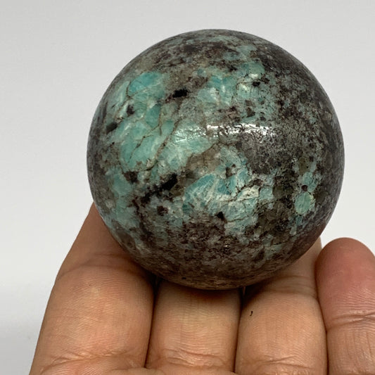 174.3g, 2" Amazonite Smoky Quartz Sphere Ball Gemstone from Madagascar,B15854