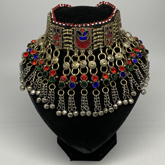 320g, 12"x5"Kuchi Choker Necklace Multi-Color Tribal Gypsy Bohemian,B14129
