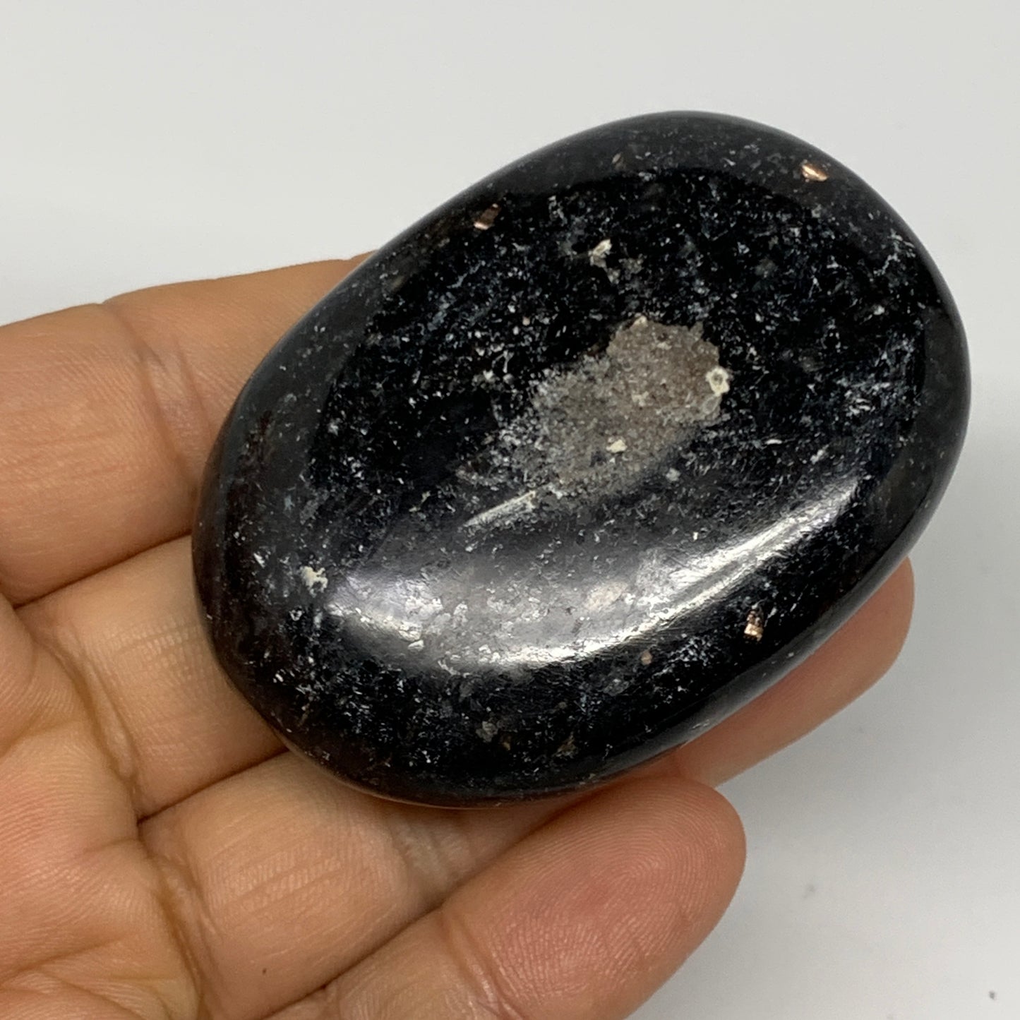 94.3g,2.3"x1.7"x0.8", Labradorite Palm-stone Tumbled Reiki @Madagascar,B25058