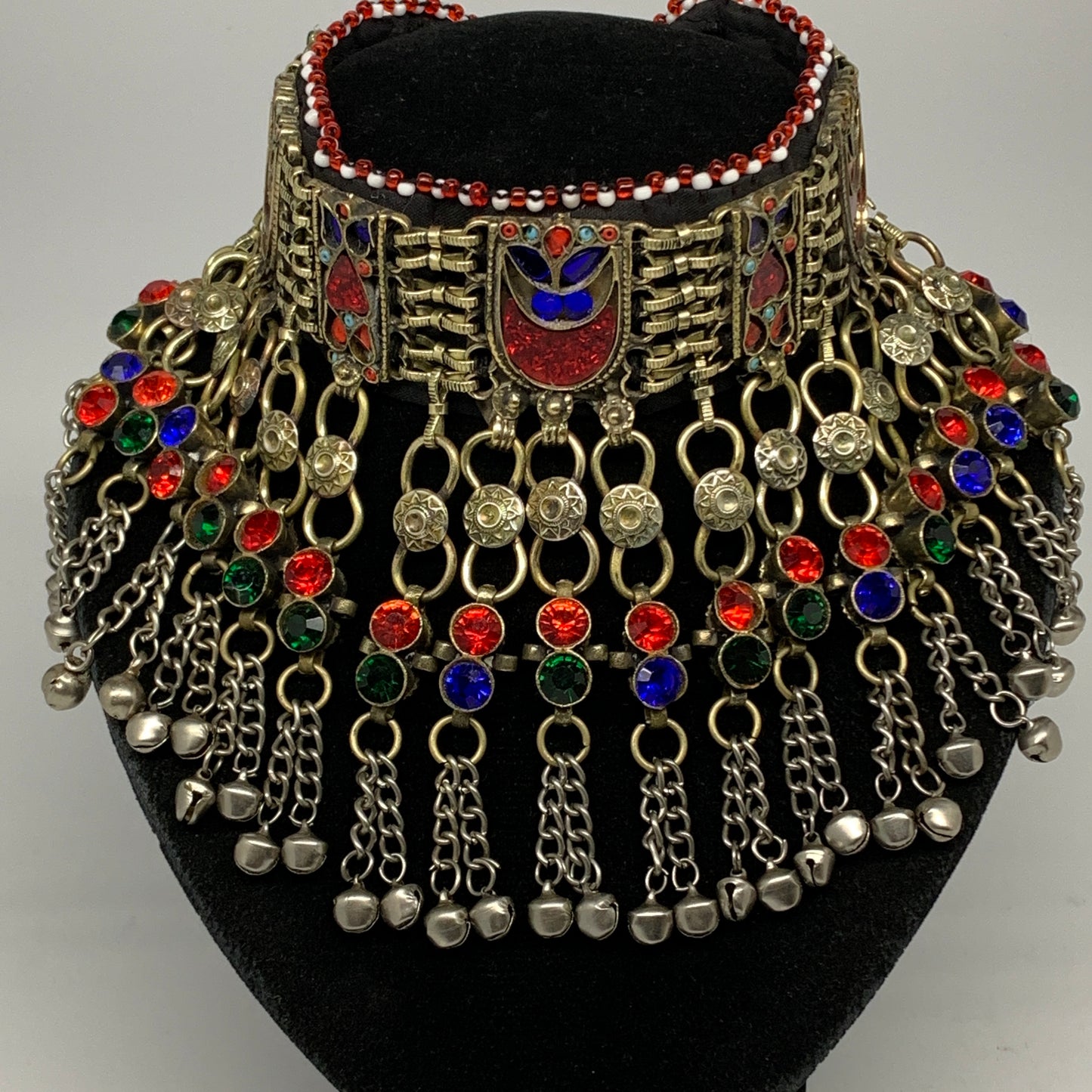 320g, 12"x5"Kuchi Choker Necklace Multi-Color Tribal Gypsy Bohemian,B14129