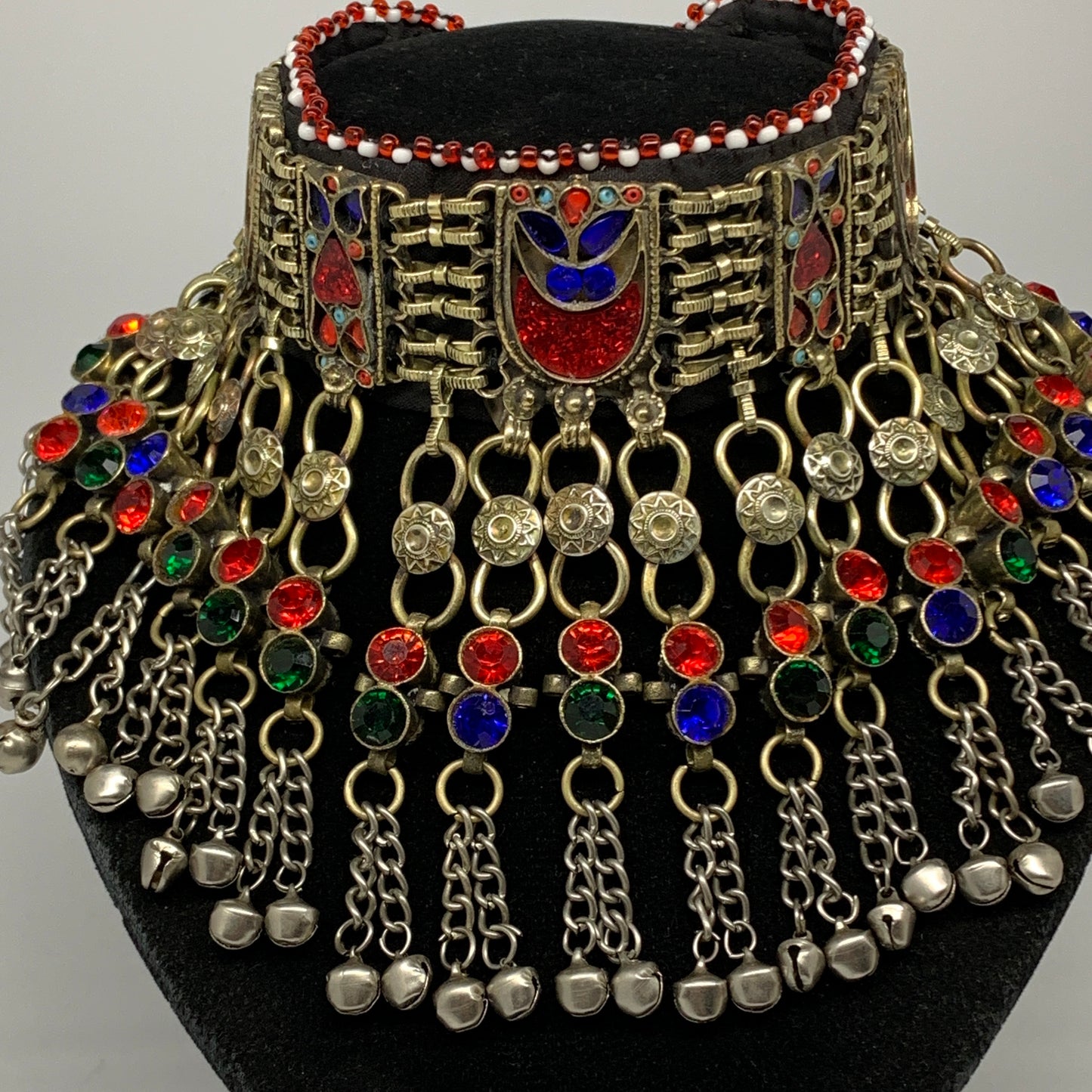 320g, 12"x5"Kuchi Choker Necklace Multi-Color Tribal Gypsy Bohemian,B14129