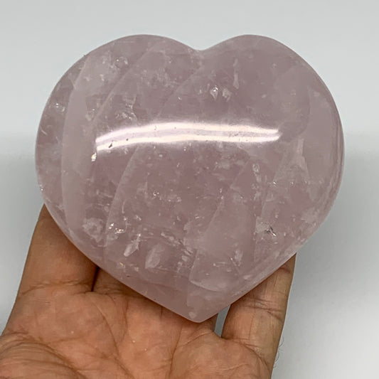 389.6g, 3.3" x 3.5" x 1.6" Rose Quartz Heart Healing Crystal @Madagascar, B17425