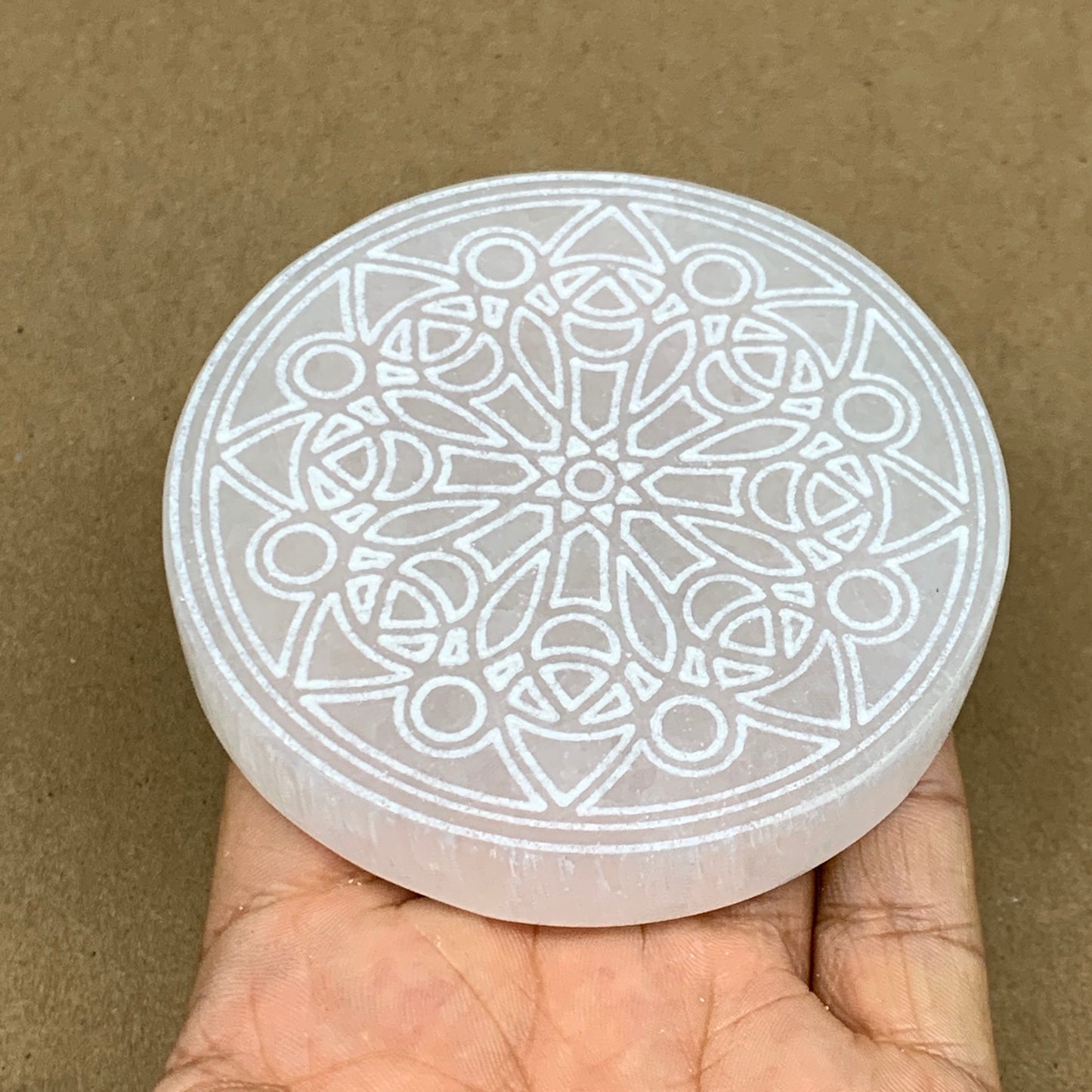 1pcs, 3.2" -3.3" Natural Selenite Crystals Carved Round gypsum @Morocco