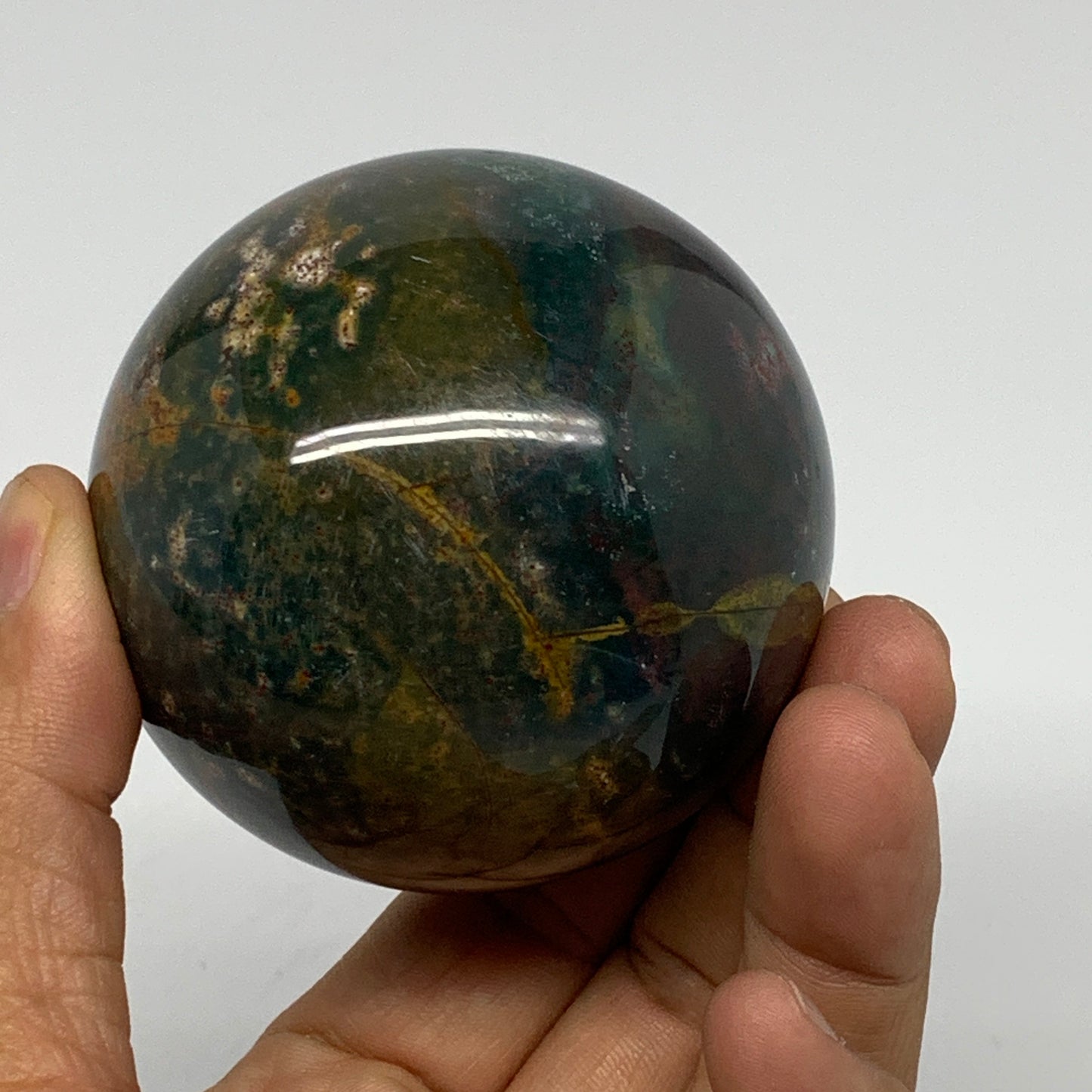 340.3g, 2.5" (62mm), Ocean Jasper Sphere Geode Crystal Reiki @Madagascar, B25354