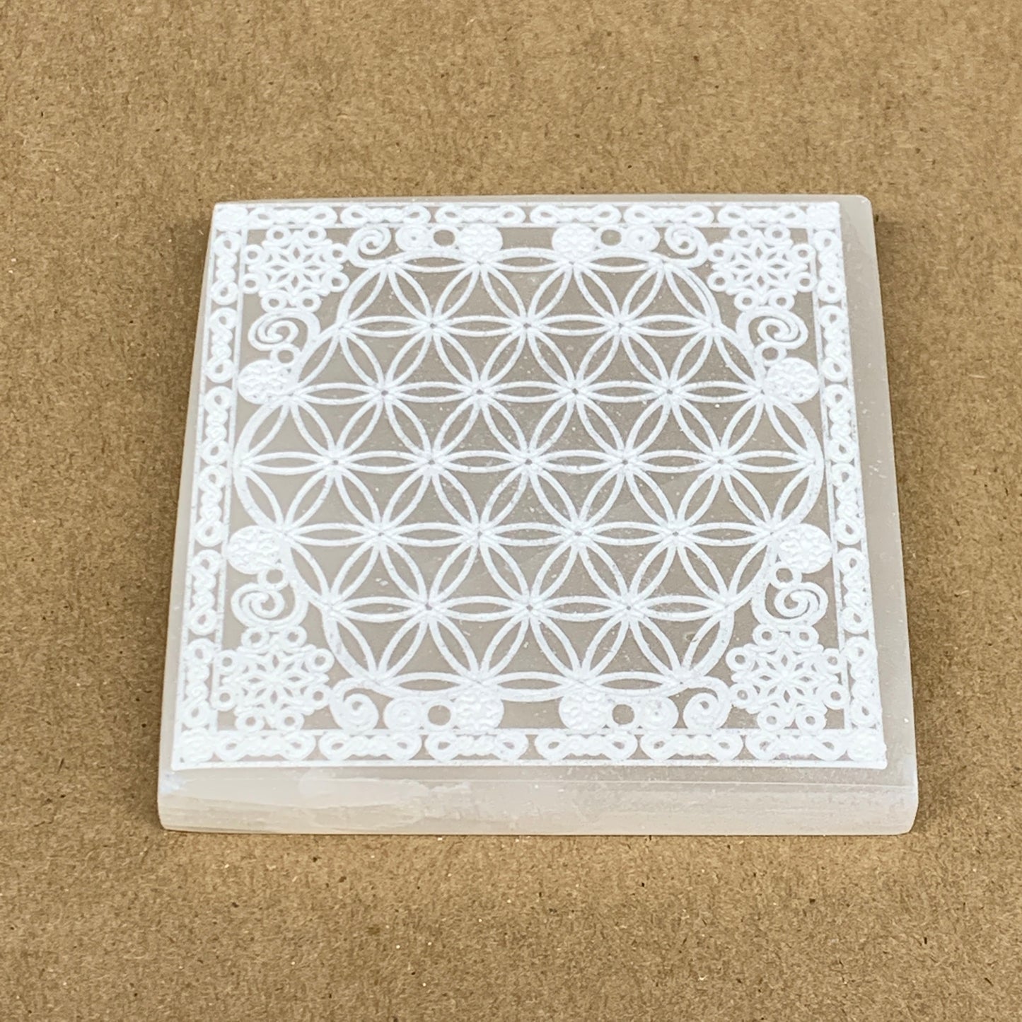 1pcs, 3.2" Natural Selenite Crystals Carved Square gypsum @Morocco