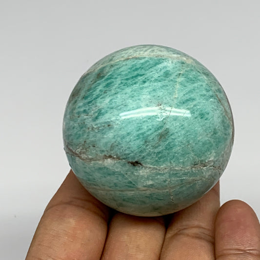 183.8g, 2" Amazonite Smoky Quartz Sphere Ball Gemstone from Madagascar,B15856