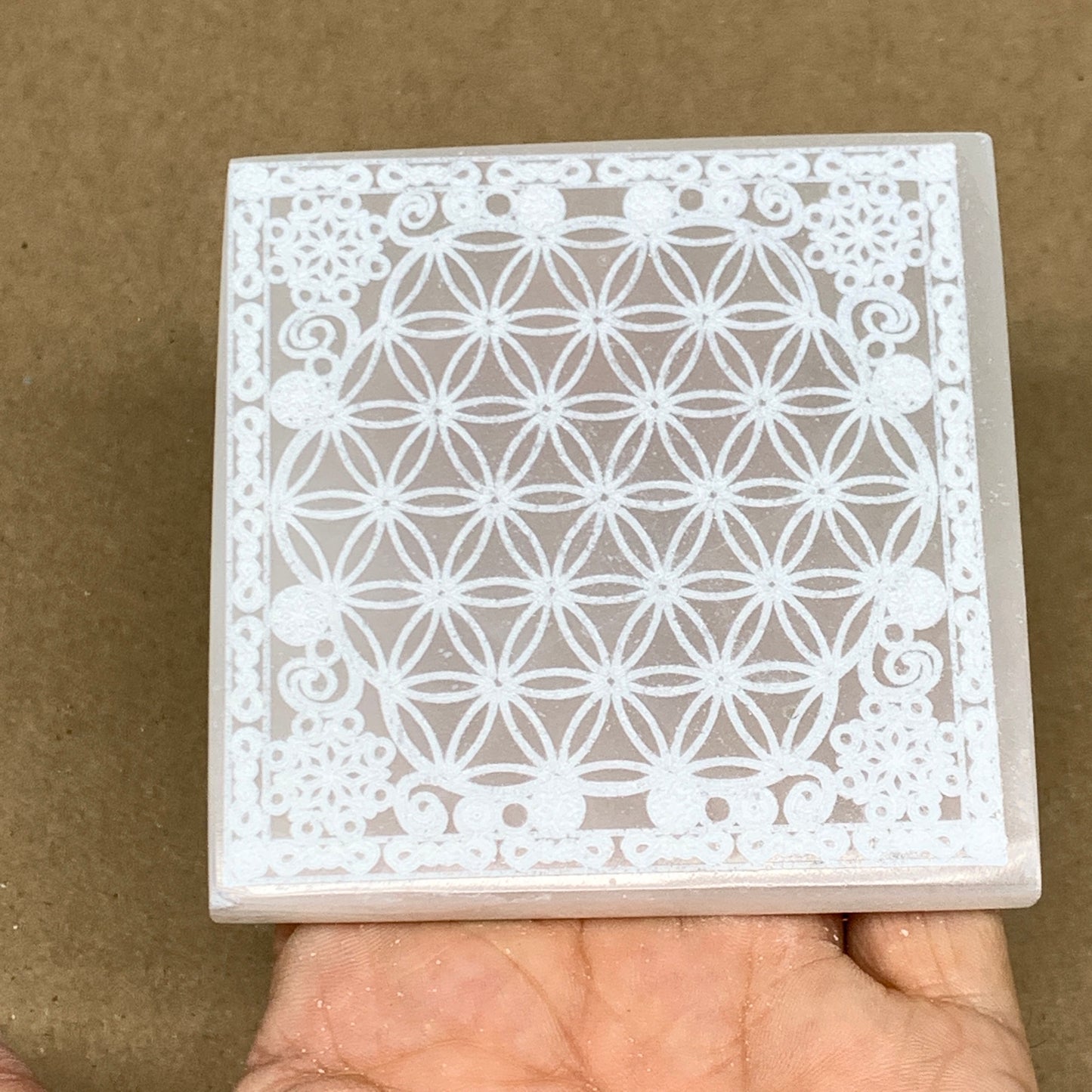 1pcs, 3.2" Natural Selenite Crystals Carved Square gypsum @Morocco