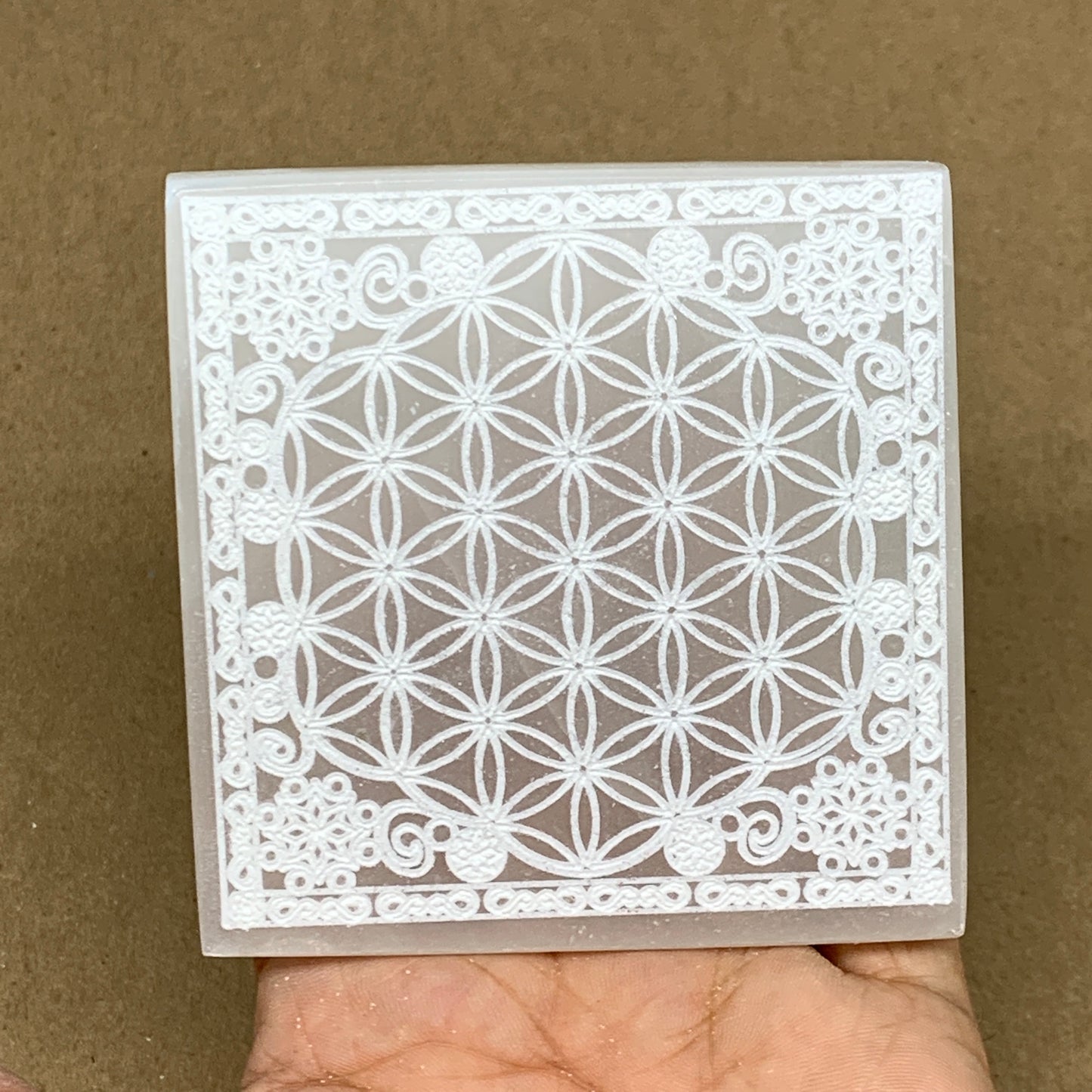 1pcs, 3.2" Natural Selenite Crystals Carved Square gypsum @Morocco