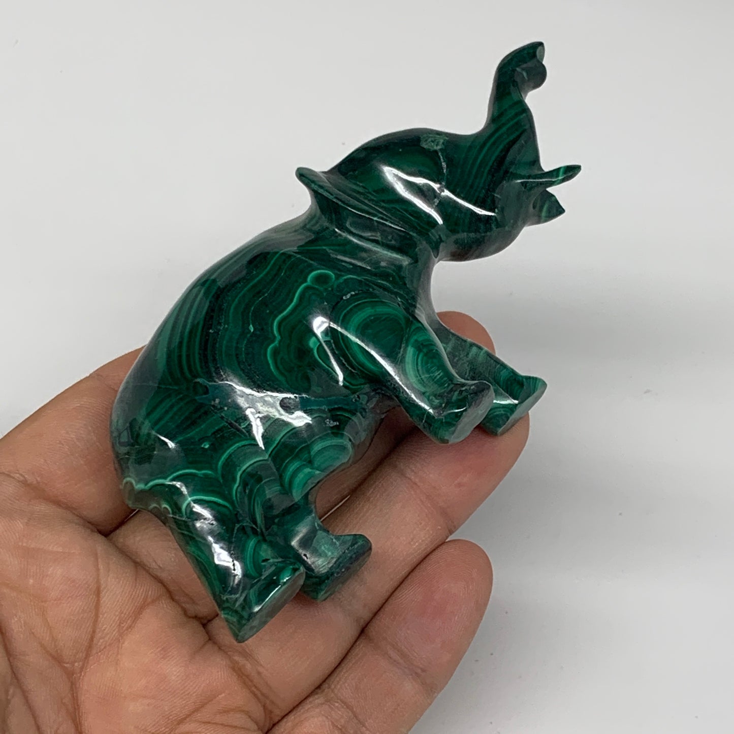 186.9g, 4.4"x1"x1.8" Natural Solid Malachite Elephant Figurine @Congo, B7267