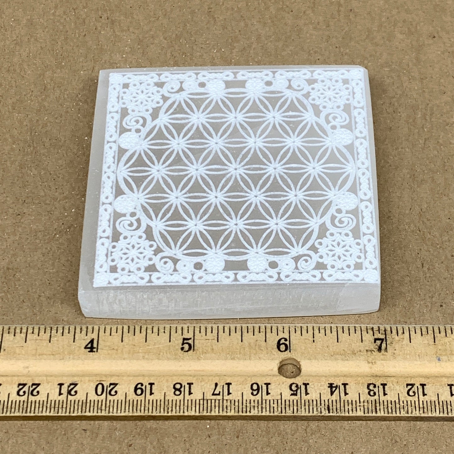 1pcs, 3.2" Natural Selenite Crystals Carved Square gypsum @Morocco