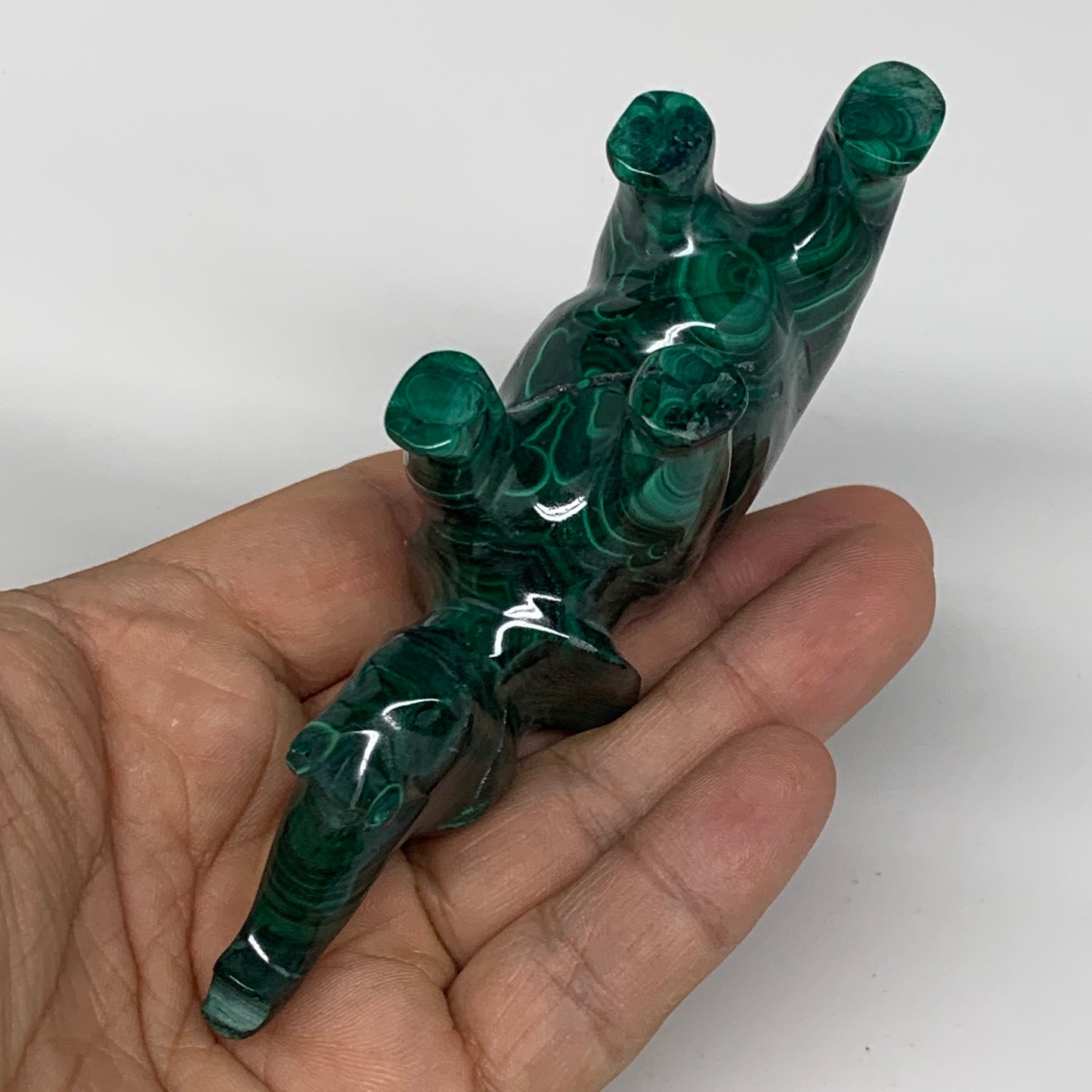 186.9g, 4.4"x1"x1.8" Natural Solid Malachite Elephant Figurine @Congo, B7267