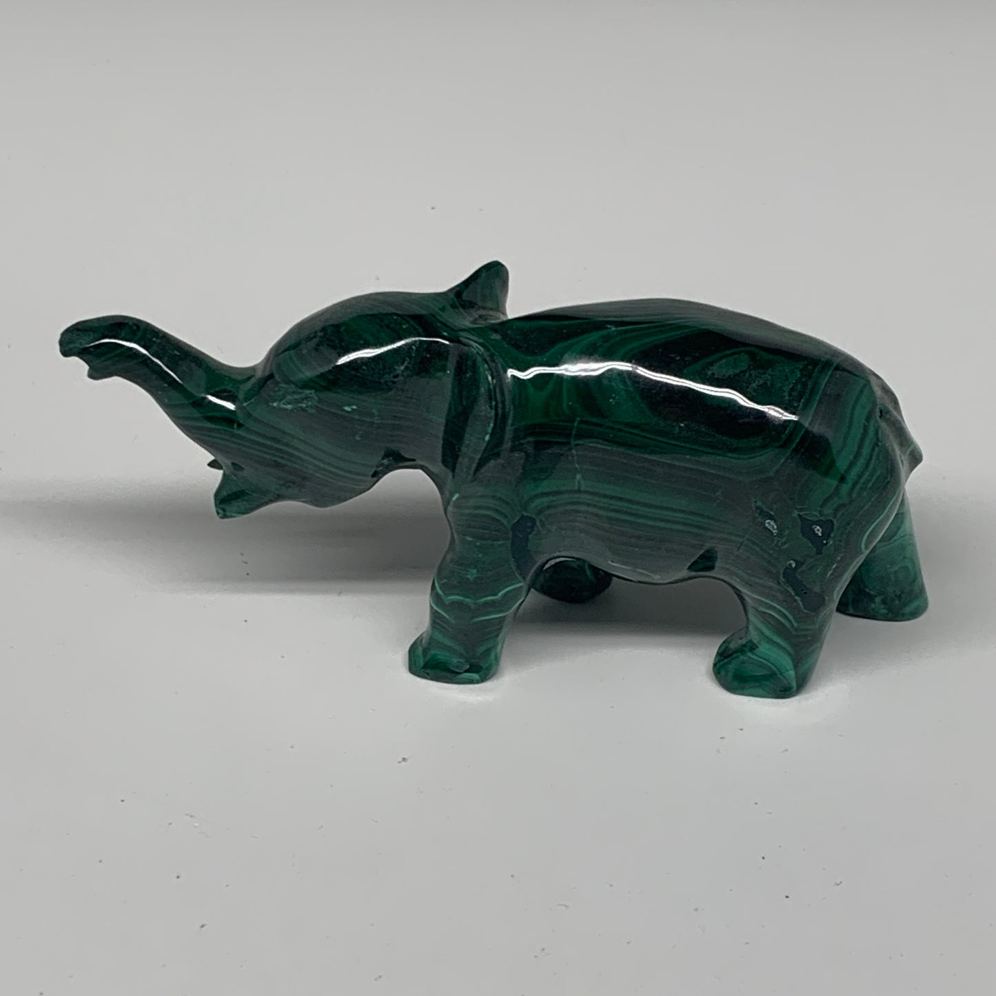 186.9g, 4.4"x1"x1.8" Natural Solid Malachite Elephant Figurine @Congo, B7267