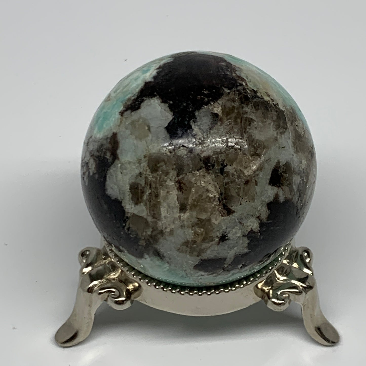 183.8g, 2" Amazonite Smoky Quartz Sphere Ball Gemstone from Madagascar,B15856