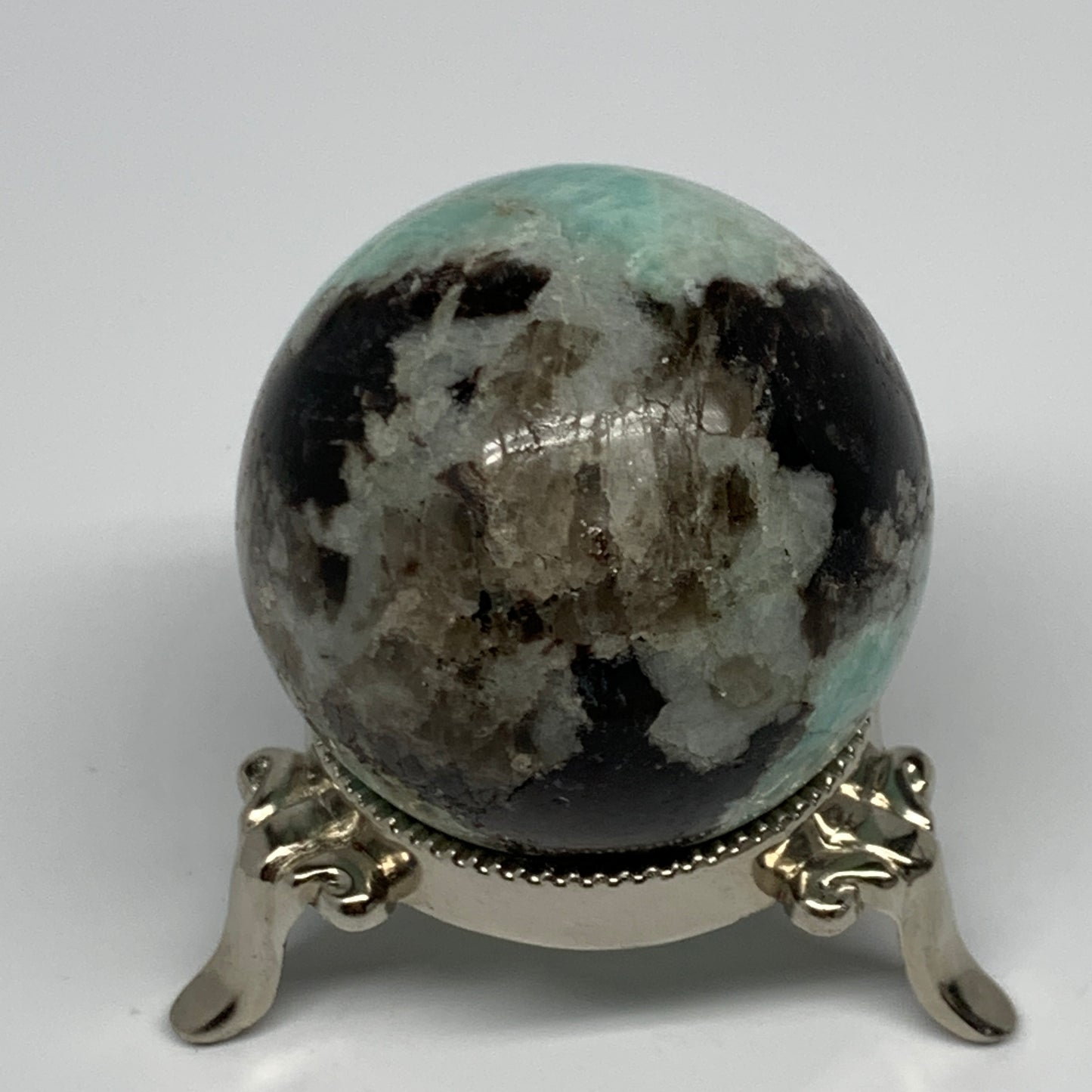 183.8g, 2" Amazonite Smoky Quartz Sphere Ball Gemstone from Madagascar,B15856