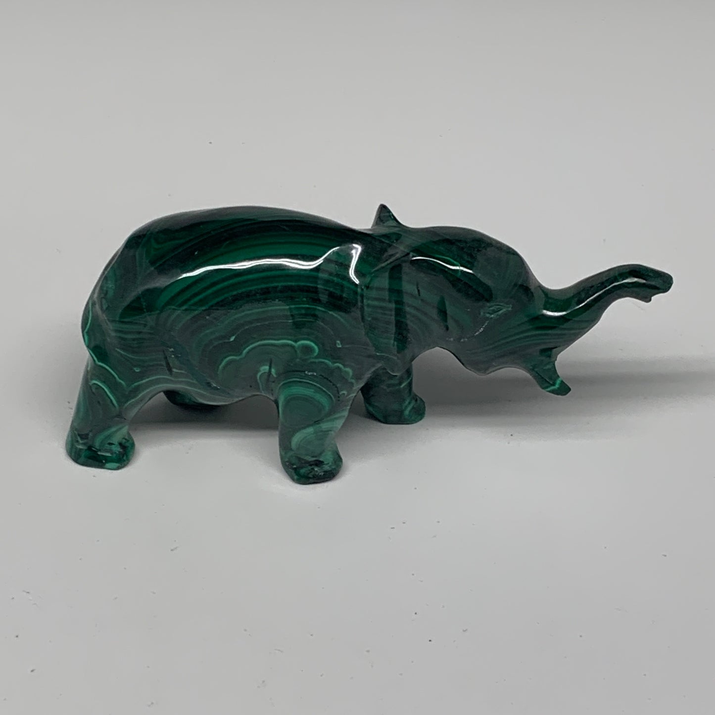 186.9g, 4.4"x1"x1.8" Natural Solid Malachite Elephant Figurine @Congo, B7267