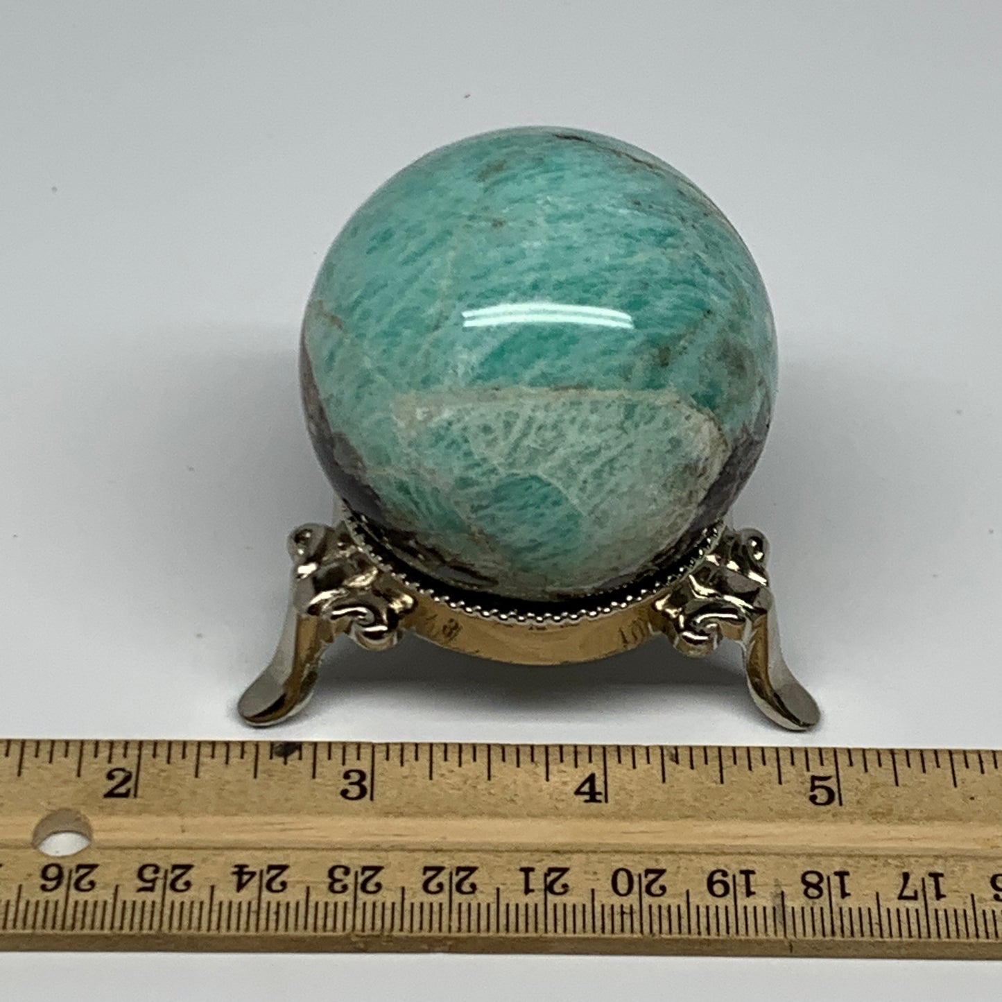 183.8g, 2" Amazonite Smoky Quartz Sphere Ball Gemstone from Madagascar,B15856