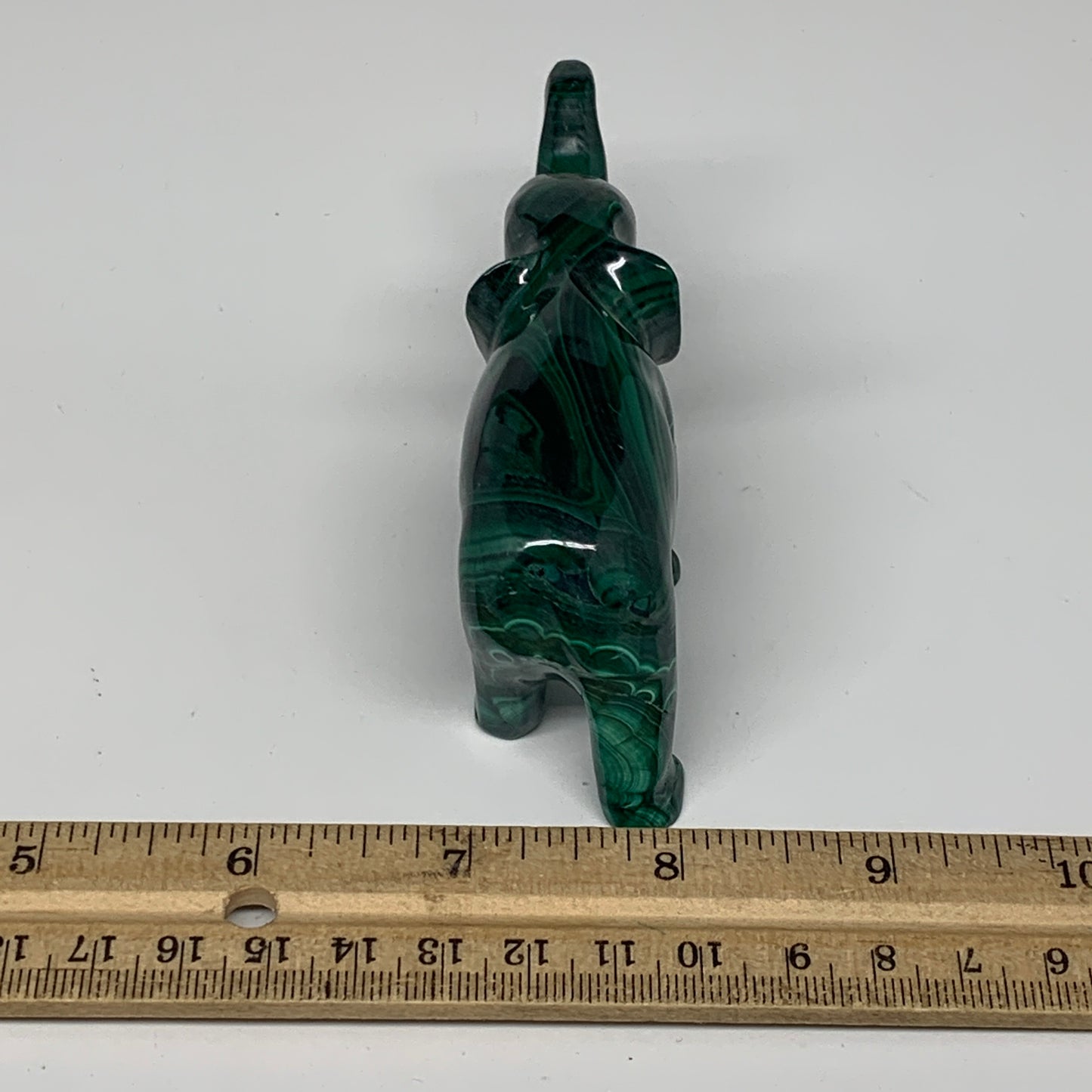 186.9g, 4.4"x1"x1.8" Natural Solid Malachite Elephant Figurine @Congo, B7267