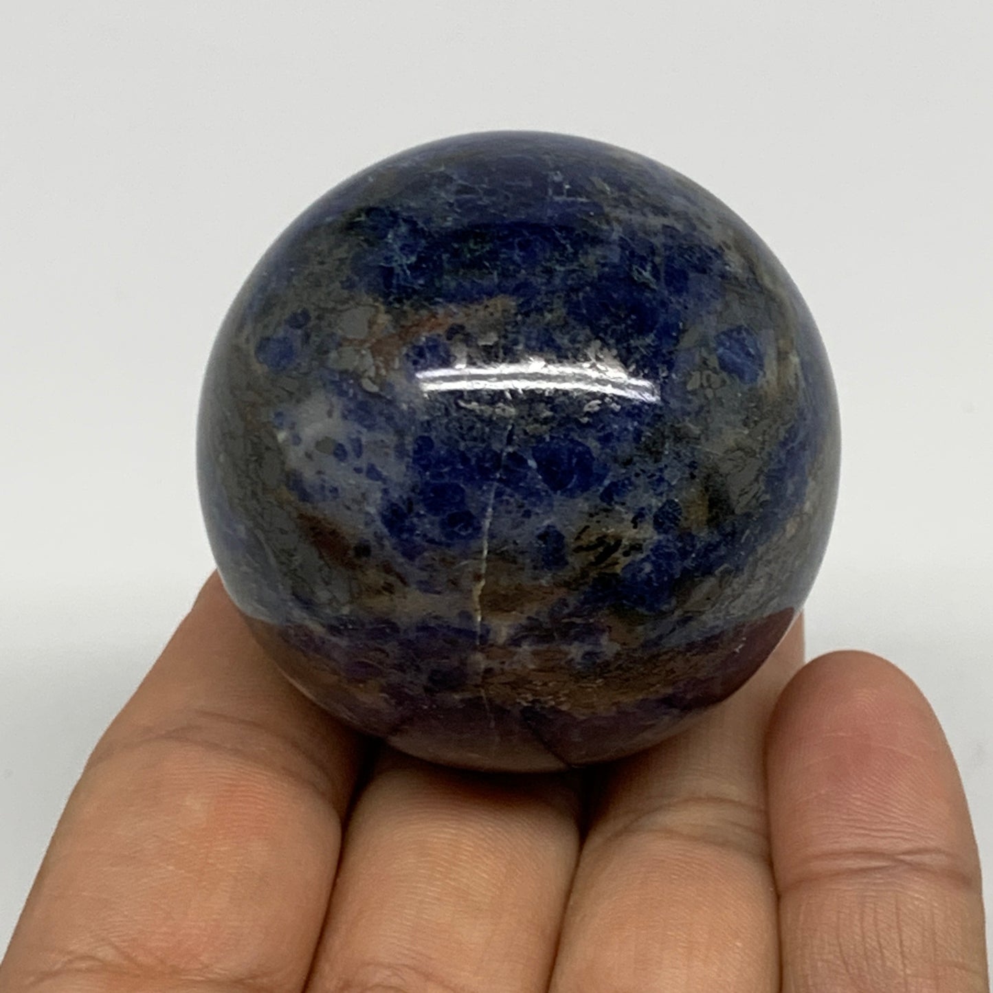 157.6g, 1.9"(47mm), Natural Sodalite Sphere Crystal Gemstone Ball @Brazil,B22222