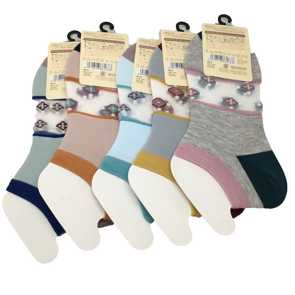 10Pairs,High Quality 5 different Color Low Cut Women's Socks -Size:22-25cm,Soc27 - watangem.com