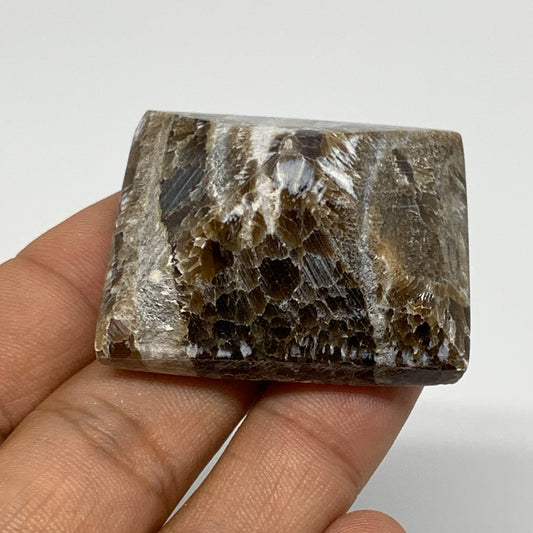 37g, 0.8"x1.6"x1.4" Chocolate/Gray Onyx Pyramid Gemstone @Morocco, B18955