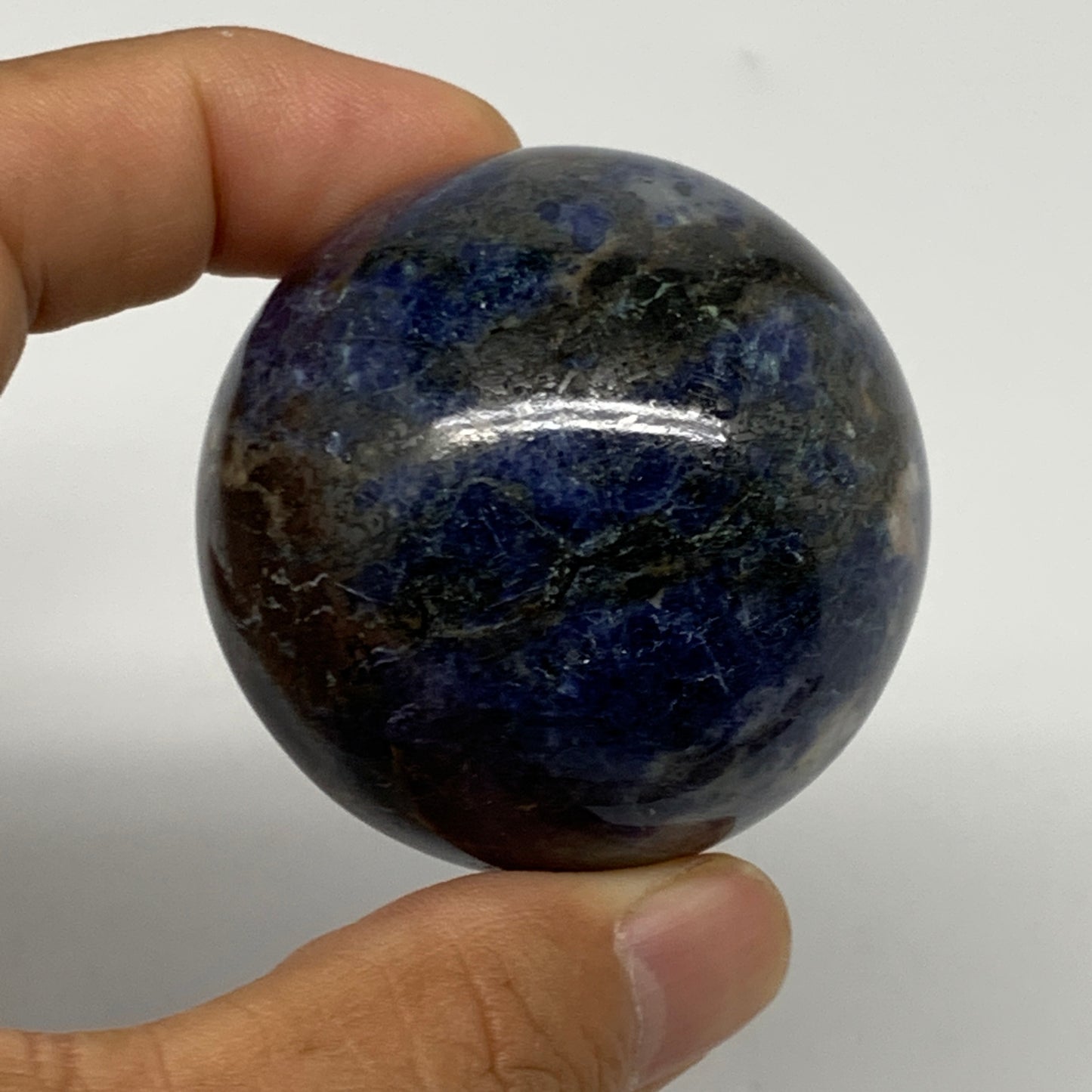 157.6g, 1.9"(47mm), Natural Sodalite Sphere Crystal Gemstone Ball @Brazil,B22222