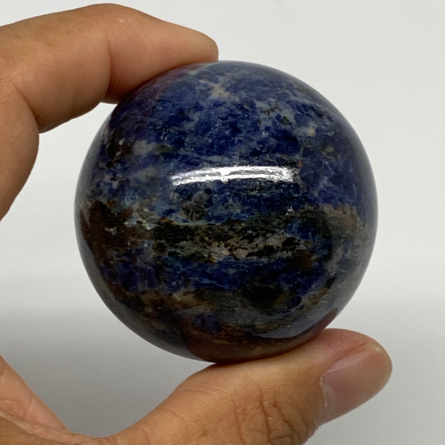 157.6g, 1.9"(47mm), Natural Sodalite Sphere Crystal Gemstone Ball @Brazil,B22222