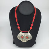 1pc, Turkmen Necklace Pendant Statement Tribal Coral Inlay Beaded,20-21", BN29