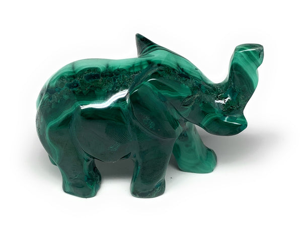 140.2g, 3.2"x1.1"x1.8" Natural Solid Malachite Elephant Figurine @Congo, B7269