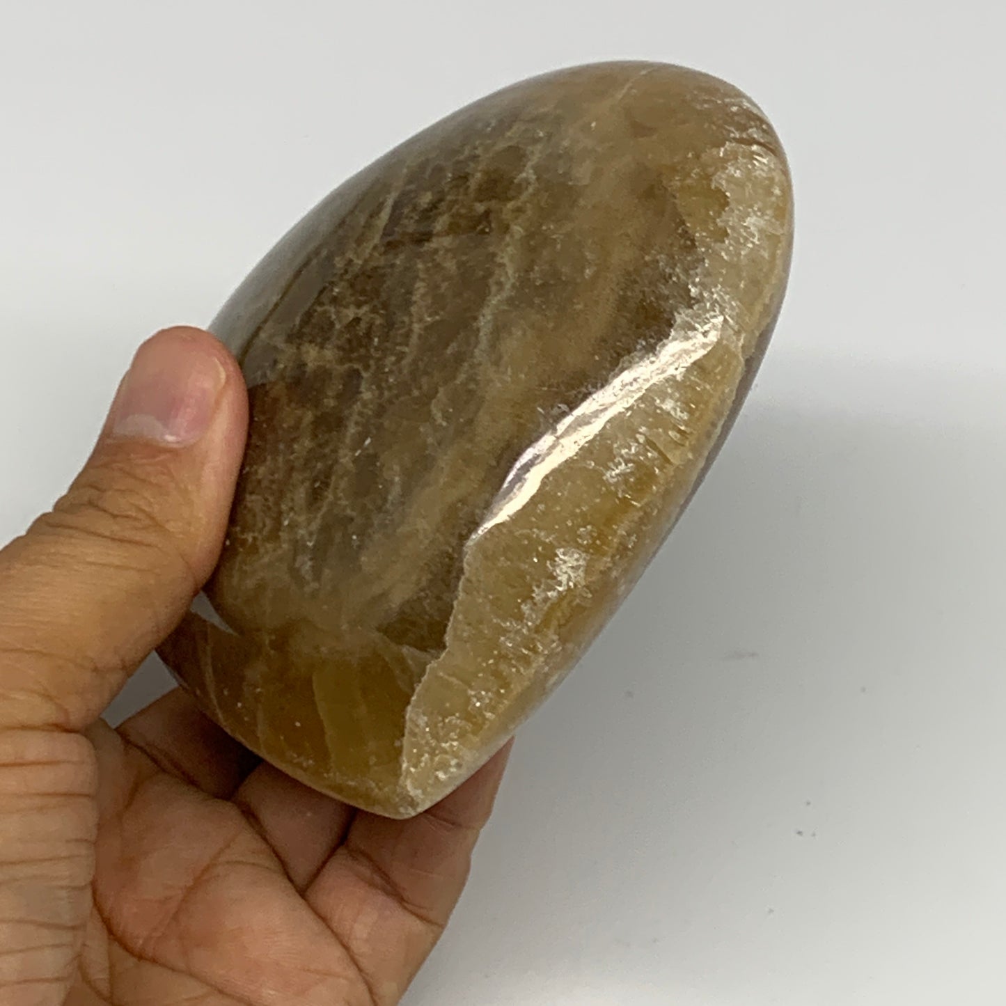 528g, 3.8"x4.1"x1.7" Honey Calcite Heart Gemstones, Collectible @Pakistan,B27011