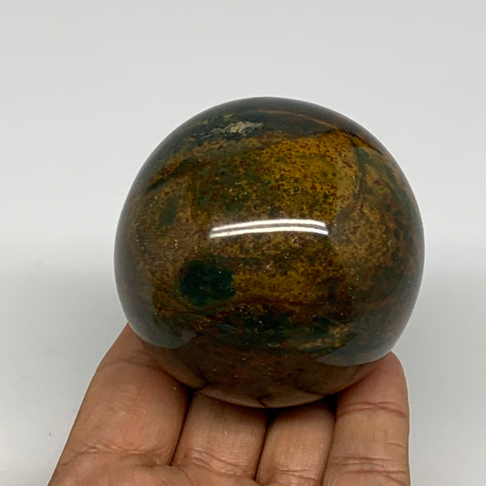 312.2g, 2.4" (61mm), Ocean Jasper Sphere Geode Crystal Reiki @Madagascar, B25358