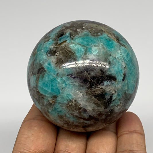 287.2g, 2.3" Amazonite Smoky Quartz Sphere Ball Gemstone from Madagascar,B15860