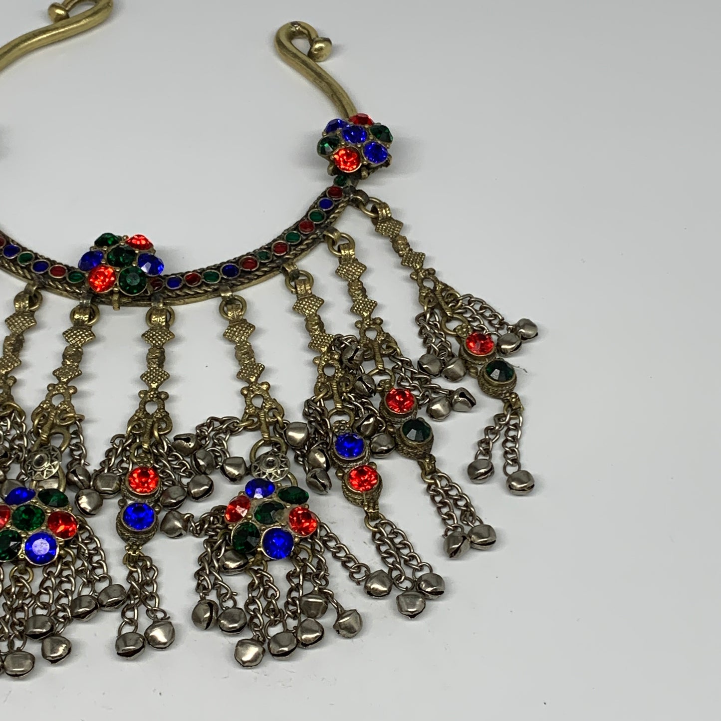 370g, 11"x5"Kuchi Turkmen Choker Necklace Multi-Color Tribal Gypsy Beho,B14134