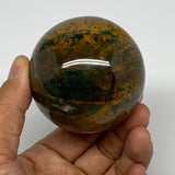 312.2g, 2.4" (61mm), Ocean Jasper Sphere Geode Crystal Reiki @Madagascar, B25358