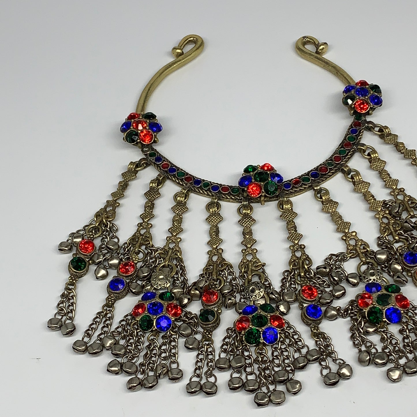 370g, 11"x5"Kuchi Turkmen Choker Necklace Multi-Color Tribal Gypsy Beho,B14134