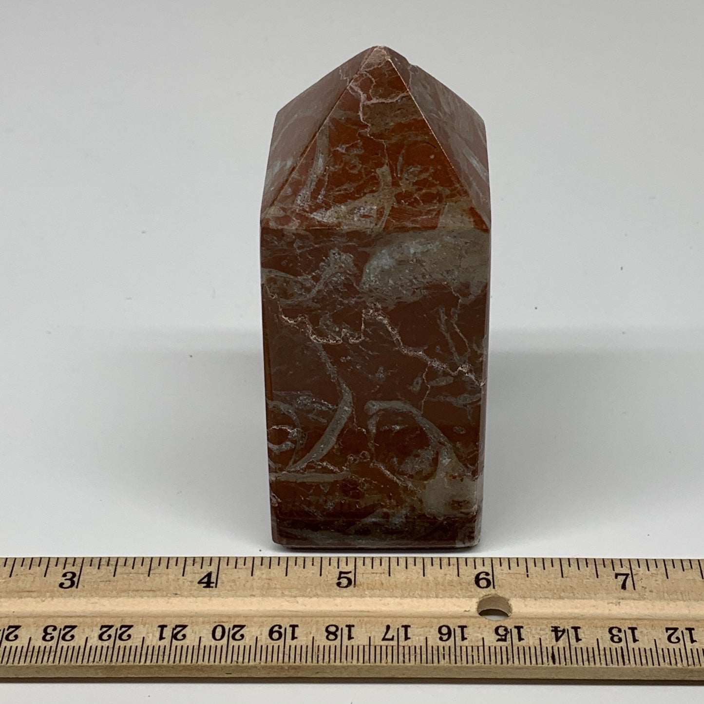 359.4g, 3.9" x 1.6" Natural Red Shell Fossils Tower Obelisk Wand @Morocco, F899