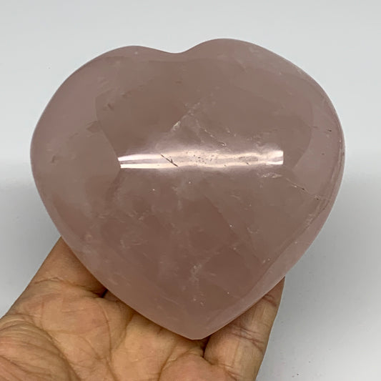460.8g, 3.6" x 3.7" x 1.7" Rose Quartz Heart Healing Crystal @Madagascar, B17431