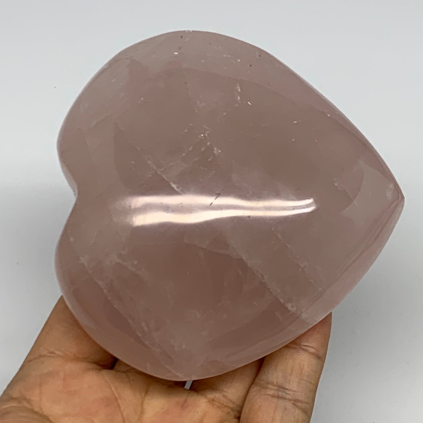 460.8g, 3.6" x 3.7" x 1.7" Rose Quartz Heart Healing Crystal @Madagascar, B17431