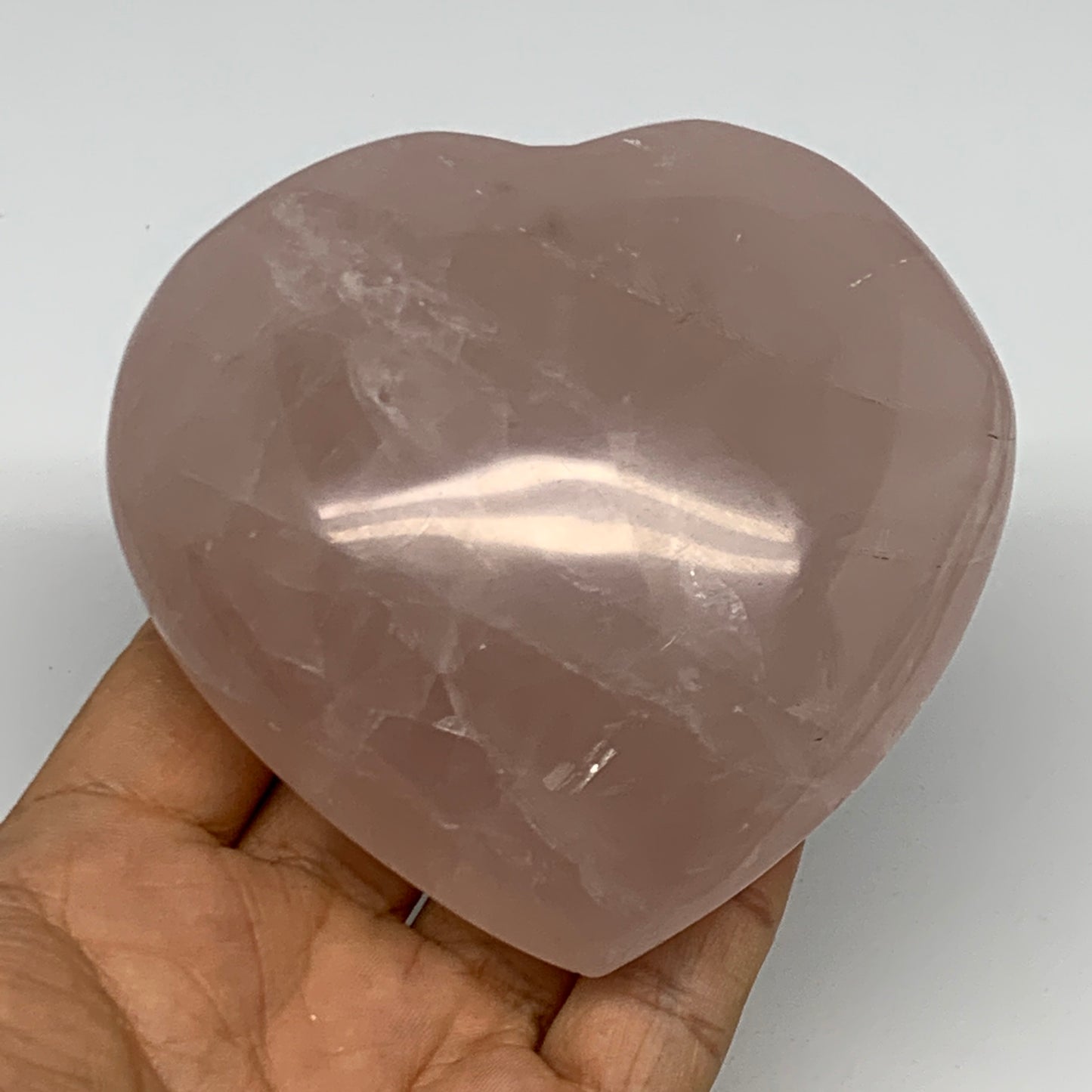 460.8g, 3.6" x 3.7" x 1.7" Rose Quartz Heart Healing Crystal @Madagascar, B17431