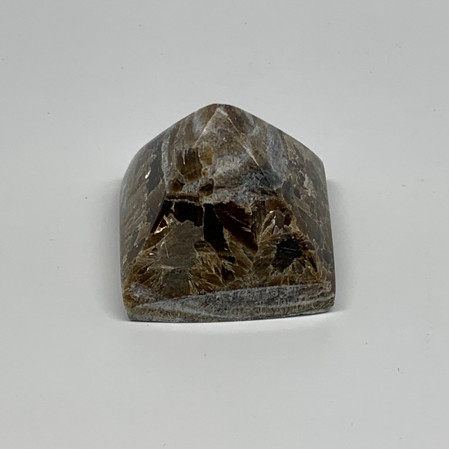 60.9g, 1.3"x1.6"x1.6" Chocolate/Gray Onyx Pyramid Gemstone @Morocco, B18959