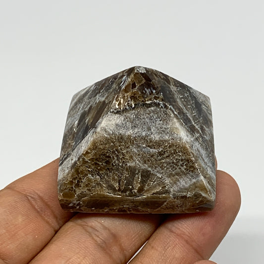 59.6g, 1.2"x1.6"x1.6" Chocolate/Gray Onyx Pyramid Gemstone @Morocco, B18960